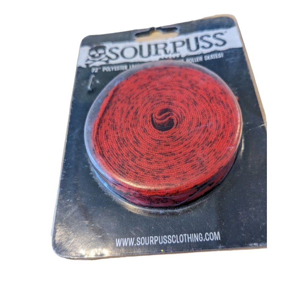 Sourpuss 72 in Long Red Black Shoelaces Skull Crossbones Roller Derby Skate